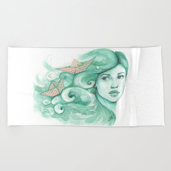 Paper ships Beach Towel