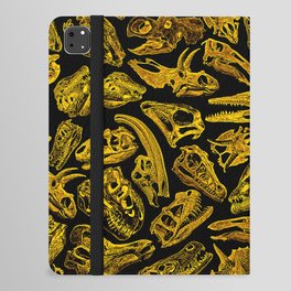 Paleontology Dream III Dinosaur Skulls Pattern GOLD iPad Folio Case
