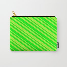 [ Thumbnail: Light Green and Lime Colored Stripes/Lines Pattern Carry-All Pouch ]