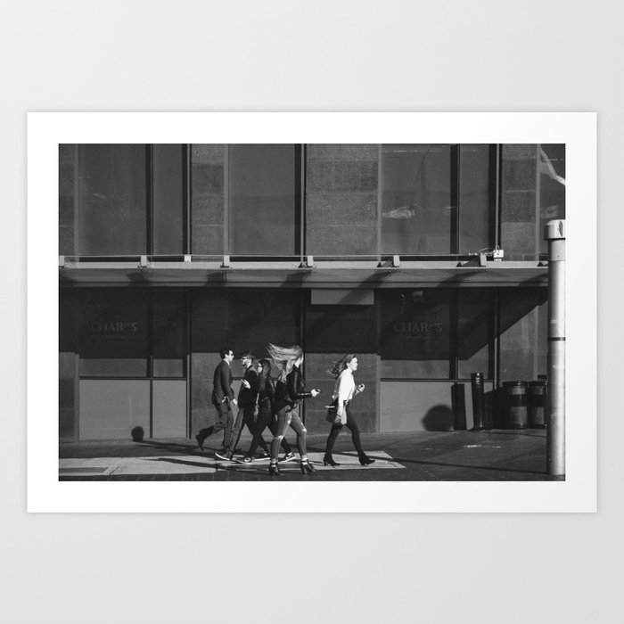 Downtown Toronto lunch break street scene - Black and white photography Art Print