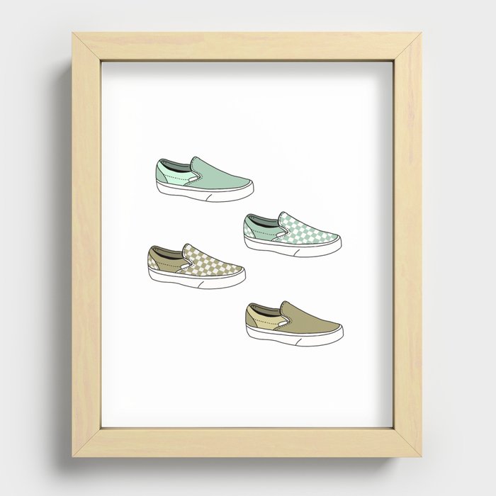 teal & sage slip on shoes Recessed Framed Print
