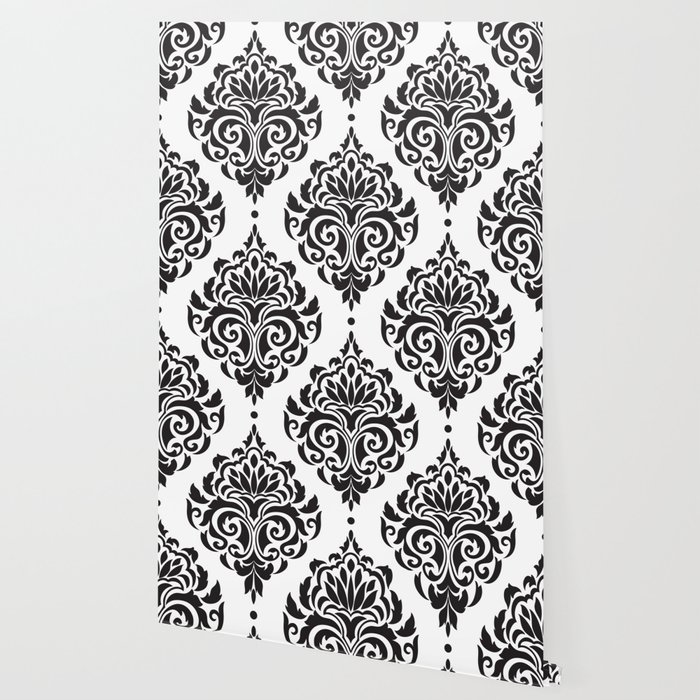 Black And White Damask Wallpaper By Seafoam12 Society6