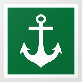 Anchor (White & Olive) Art Print