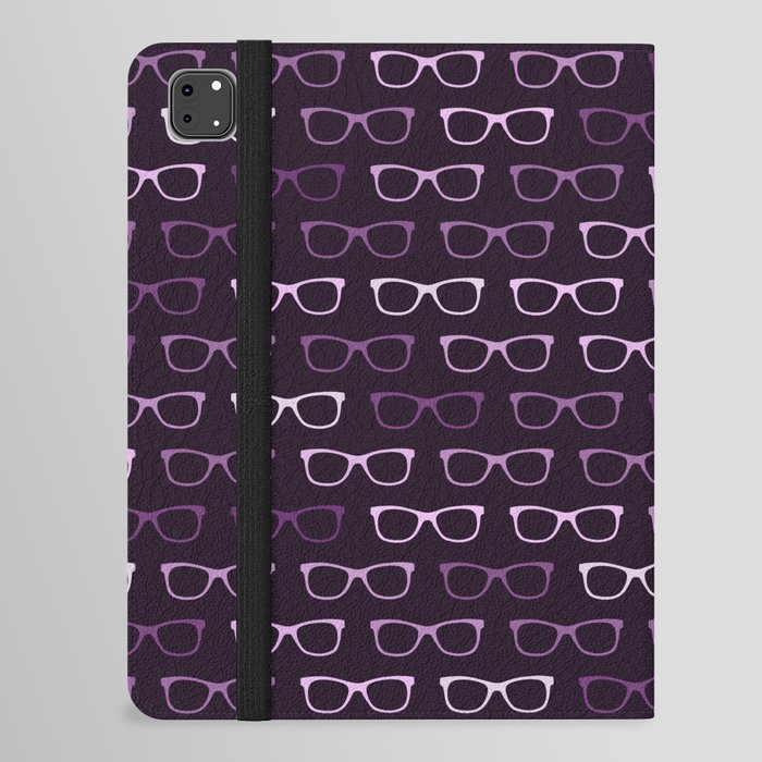 Purple Hipster Glasses Pattern iPad Folio Case