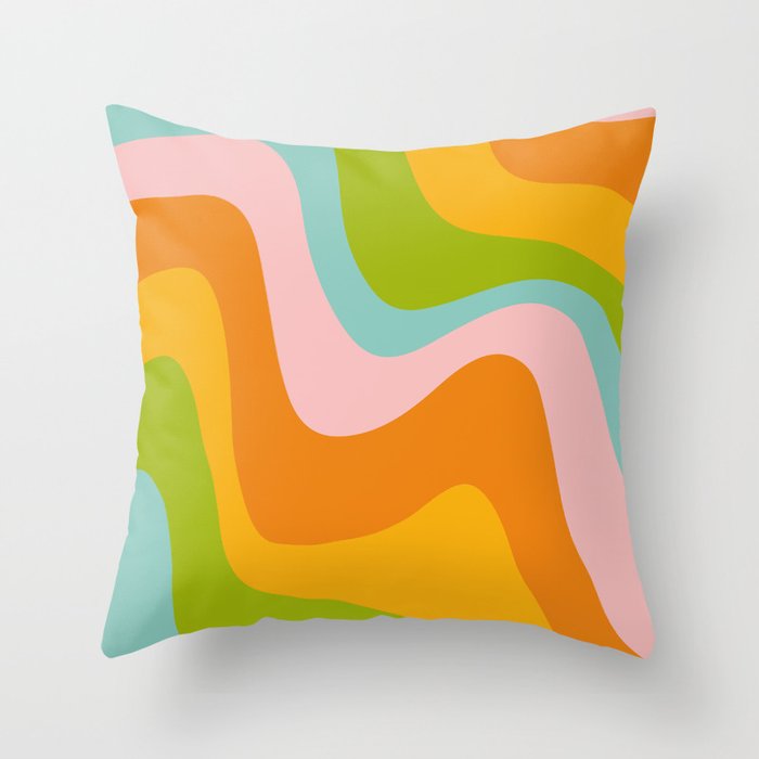 Retro Summer Swirl Wave #5 #minimal #decor #art #society6 Throw Pillow