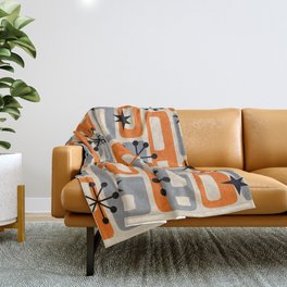 Mid Century Modern Decor 252 Autumn Orange and Gray Throw Blanket