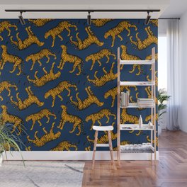 Tigers (Navy Blue and Marigold) Wall Mural