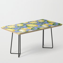 Sunny lemons on blue check pattern Coffee Table