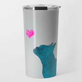 Teal Boston Terrier Silhouette Travel Mug