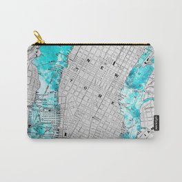 NEW YORK CITY OCEAN MAP Carry-All Pouch | Map, Popart, Bigapple, Digital, Classic, Pattern, Graphicdesign, Blue, Water, Watercolor 