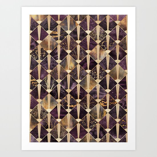 Art Deco Tiles - Plum Art Print