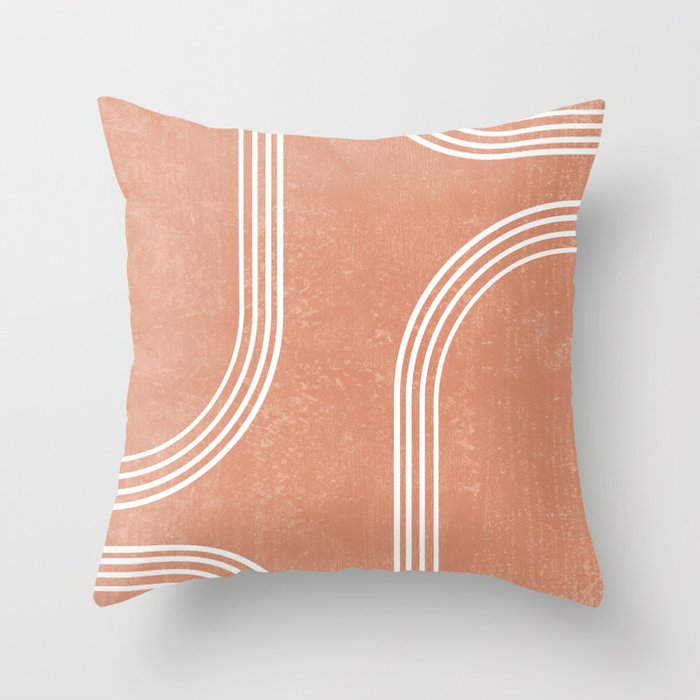 Mid Century Modern 2 - Geometrical Abstract - Minimal Print - Terracotta Abstract - Burnt Sienna Throw Pillow