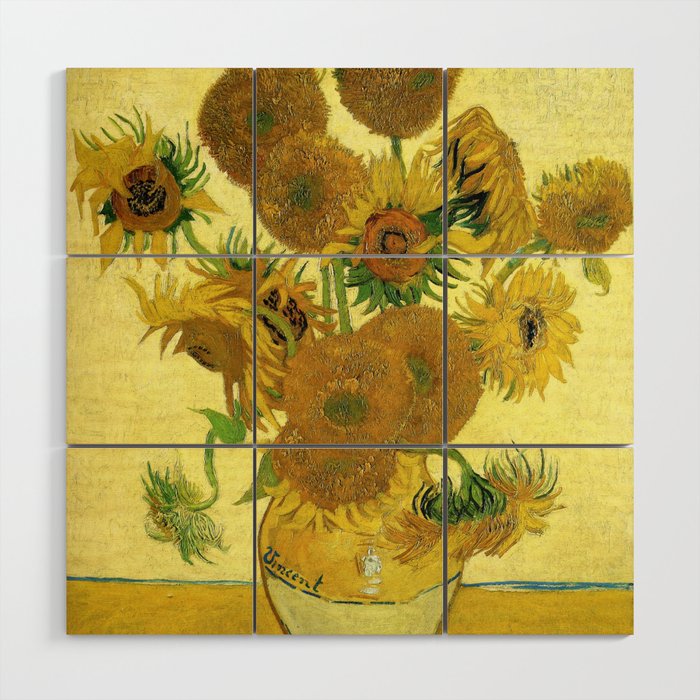 Vincent Van Gogh Still Life - Vase with Fifteen Sunflowers 1888 Wood Wall Art