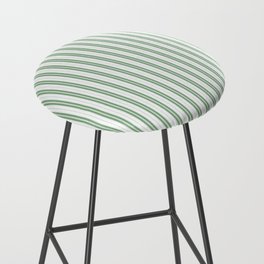 Fern Green and White Narrow Vertical Vintage Provincial French Chateau Ticking Stripe Bar Stool