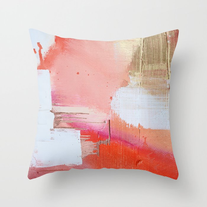 Moving Mountains: a minimal, abstract piece in reds and gold by Alyssa Hamilton Art Throw Pillow