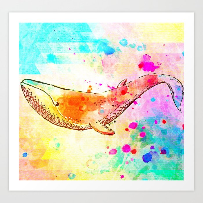 Colorful Whale Art Print By Smartash Society6