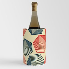 Mid-Century Modern Hexagonal Shapes Pattern - Red and Blue Wine Chiller