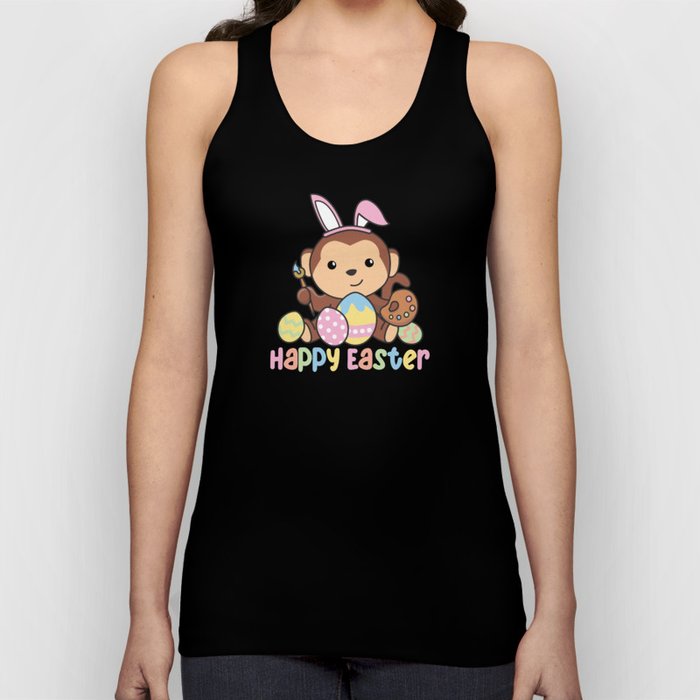 Happy Easter Cute Monkey At Easter With Easter Tank Top