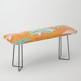 Palm Paradise Pattern - Aqua & Orange Bench