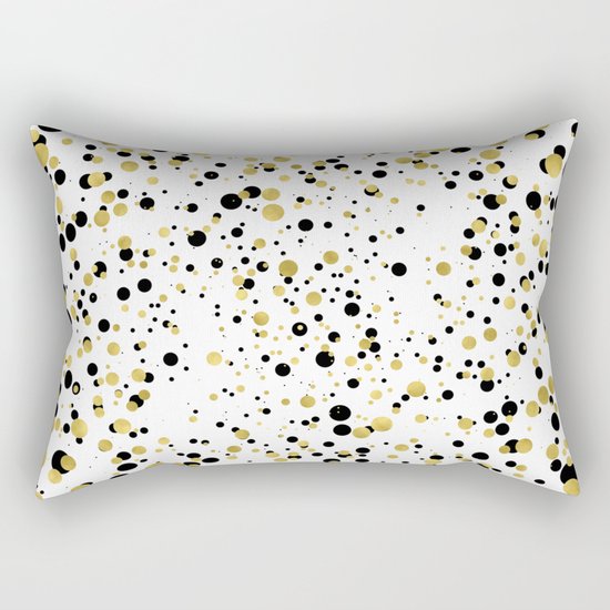 Gold and Black Confetti Rectangular Pillow