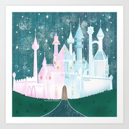 Pink and Blue Castle Art Print
