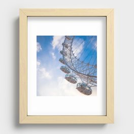 Great Britain Photography - London Eye Under The Blue Cloudy Sky Recessed Framed Print
