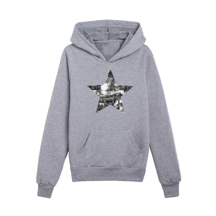 Shiny Silver Disco Ball Star Kids Pullover Hoodie
