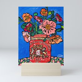 Rex Manning Day Bouquet: Poppy Flowers in Tea Tin Painting Empire Records Nineties Nostalgia Mini Art Print