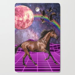 Galactic horse vaporwave art Cutting Board