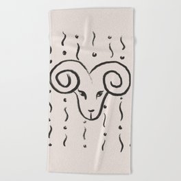 Aries zodiac drawing Beach Towel