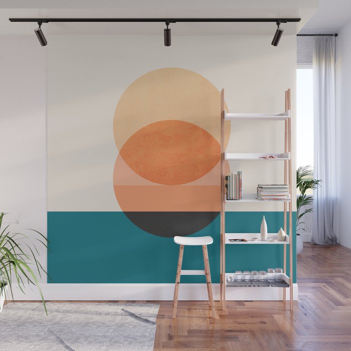 Abstraction_NEW_SUNSET_OCEAN_WAVE_POP_ART_Minimalism_0022D Wall Mural