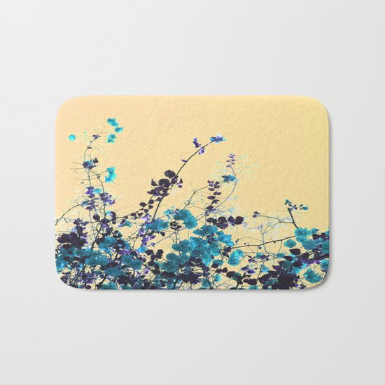Vibrant Turquoise Blooms Bath Mat