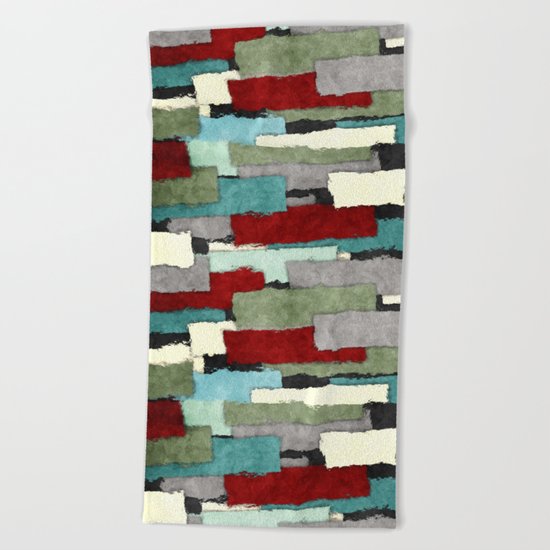 Colorful Patches Abstract Beach Towel