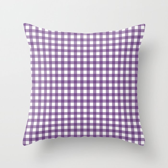 Plum Purple Gingham Throw Pillow