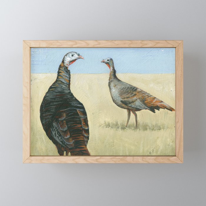 wild turkeys Framed Mini Art Print