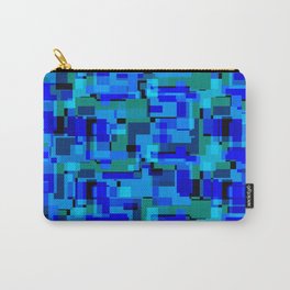 Bright tile of light blue intersecting rectangles and luminous bricks. Carry-All Pouch