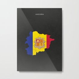 Andorra Flag Map Metal Print | Andorraflagmap, Andorramapoutline, Andorranmap, Andorraregions, Andorracoatofarms, Blackmapoutline, Andorra, Flagmap, Andorramap, Europeanmap 