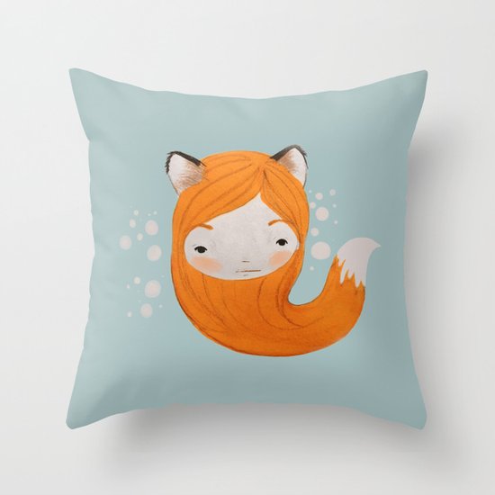 Fox Girl Throw Pillow