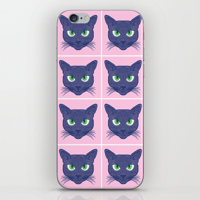 Retro Modern Periwinkle Cats Pink iPhone Skin