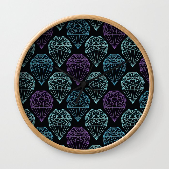 Geometrical Crystal Shape Seamless Repeating Vector Pattern Wall Clock By Limolida Society6