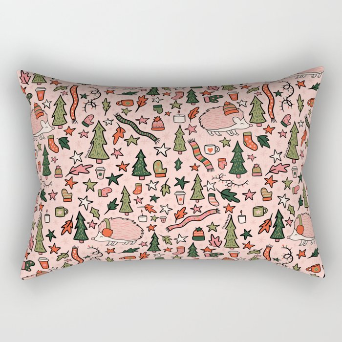 Hedgehog in Winter Print Rectangular Pillow
