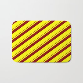 [ Thumbnail: Dark Red and Yellow Colored Lines/Stripes Pattern Bath Mat ]