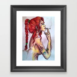 Redheaded Woman with Tattoos Framed Art Print