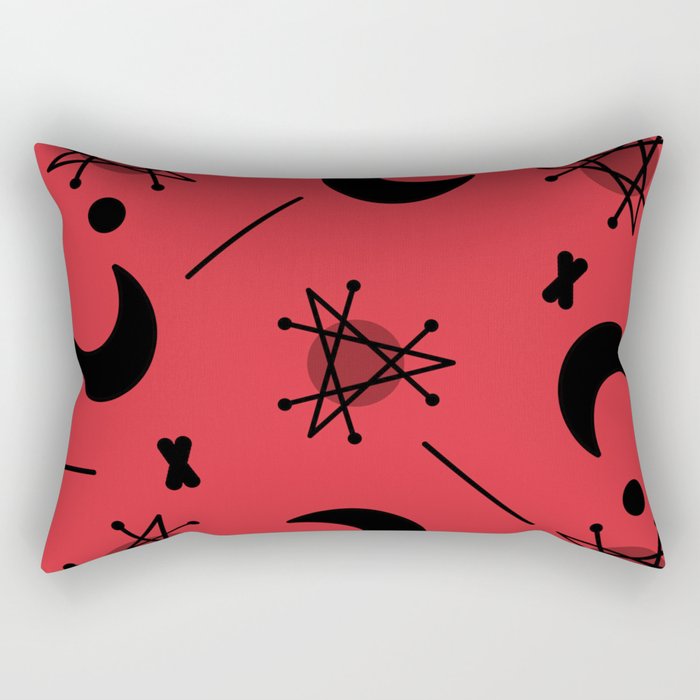 Moons & Stars Atomic Era Abstract Red Rectangular Pillow