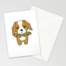 Autism Awareness Month Puzzle Heart Dog Stationery Card