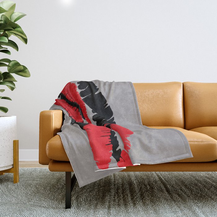 Black Mouth with 2 Kisses Throw Blanket