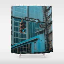 Traffic Light blue filter Shower Curtain