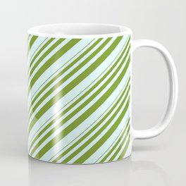 [ Thumbnail: Green and Light Cyan Colored Lined Pattern Coffee Mug ]