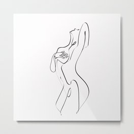 Sensual Woman Single Line Art Metal Print