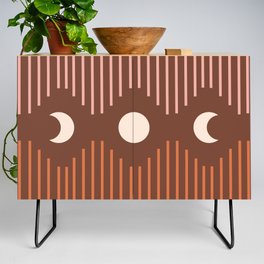 Geometric Lines Moon Phase Pattern 3 Credenza